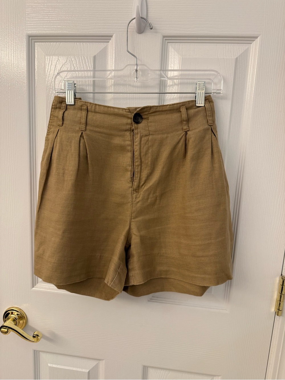 Banana Republic Khaki High-Rise Pleated Shorts